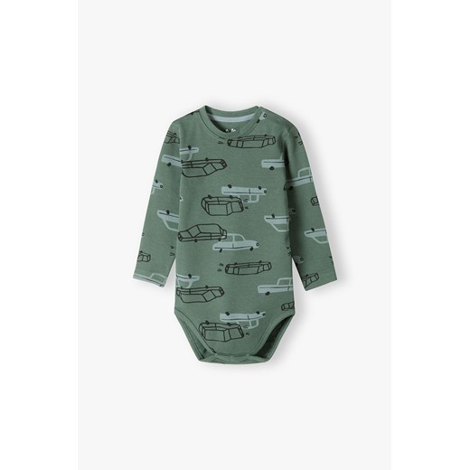 Zielone bawełniane body niemowlęce w samochody ze sklepu 5.10.15 w kategorii Body niemowlęce - zdjęcie 169686405