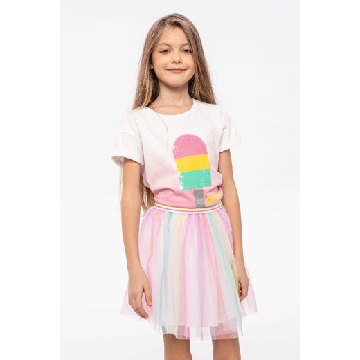 Bawełniany t-shirt dla dziewczynki dip dye z cekinami ze sklepu 5.10.15 w kategorii Bluzki dziewczęce - zdjęcie 169686438