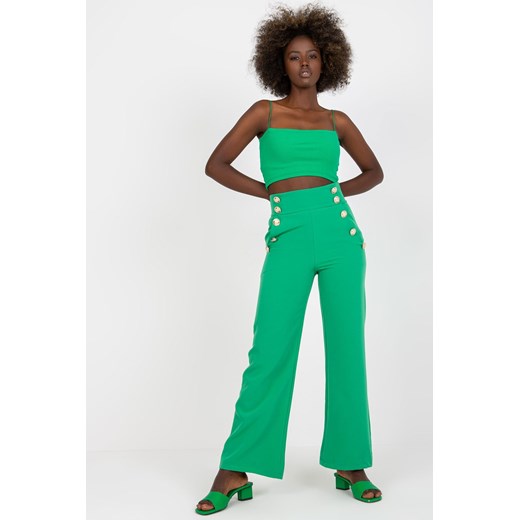 Spodnie damskie z ozdobnymi guzikami - zielone ze sklepu 5.10.15 w kategorii Spodnie damskie - zdjęcie 169686729
