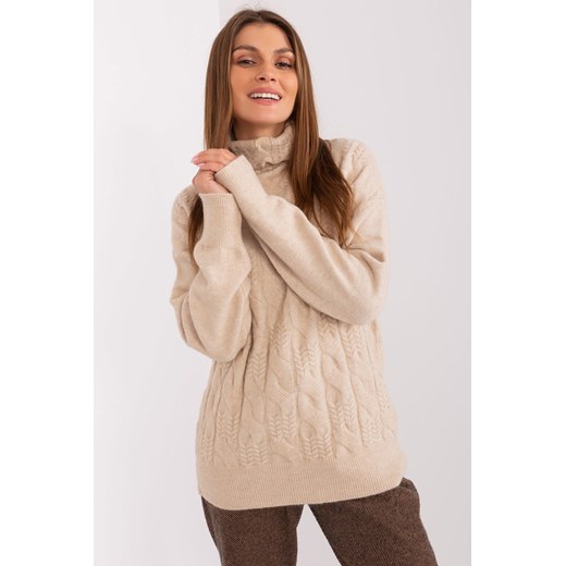 Damski sweter z golfem beżowy ze sklepu 5.10.15 w kategorii Swetry damskie - zdjęcie 169686896