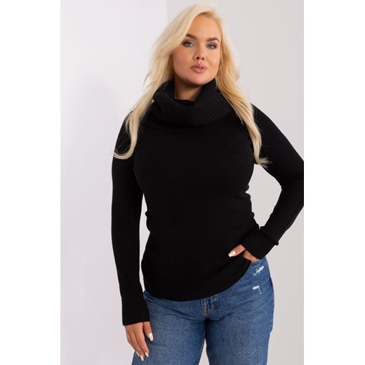 Czarny damski sweter plus size z wiskozą ze sklepu 5.10.15 w kategorii Swetry damskie - zdjęcie 169686947