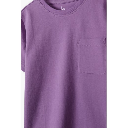 Fioletowy t-shirt dla chłopca z kieszonką- Lincoln&Sharks ze sklepu 5.10.15 w kategorii T-shirty chłopięce - zdjęcie 169687089
