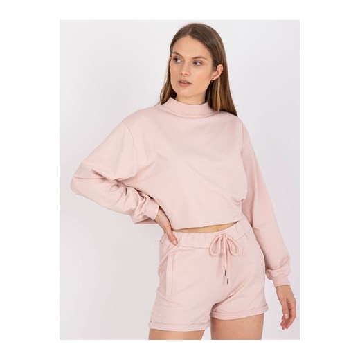 Dresowe szorty damskie z kieszeniami - jasno różowe Basic Feel Good L 5.10.15