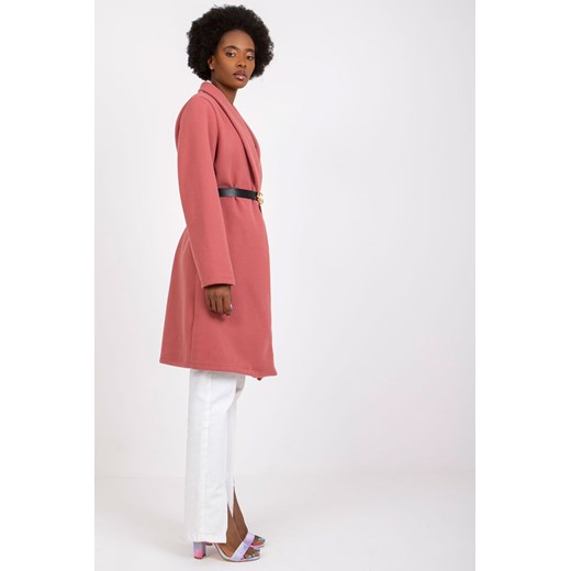 Różowy płaszcz damski z paskiem Luna Italy Moda one size 5.10.15