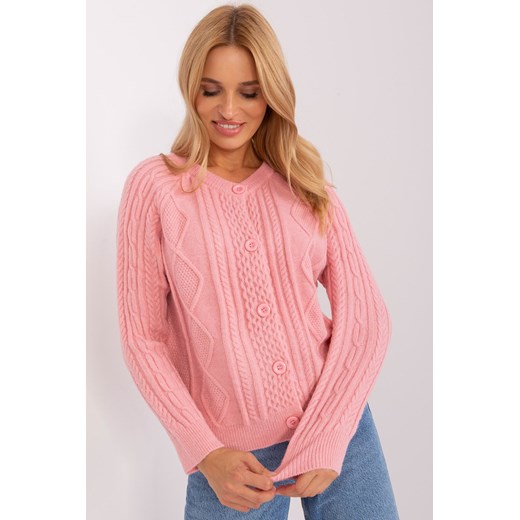 Różowy damski sweter rozpinany z dzianiny ze sklepu 5.10.15 w kategorii Swetry damskie - zdjęcie 169687448