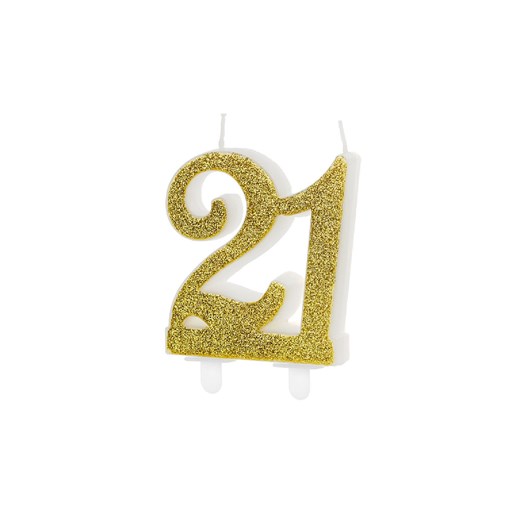 Świeczka urodzinowa liczba 21 w kolorze złotym brokatowym Partydeco one size 5.10.15 okazja