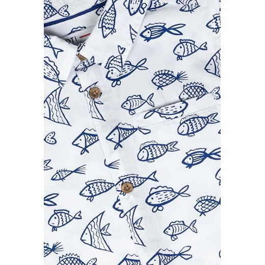 Koszula bawełniana z krótkim rękawem w nadrukowane rybki Minoti 80/86 promocyjna cena 5.10.15