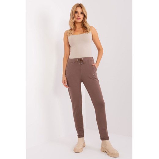 Brązowe damskie spodnie dresowe z wiązaniem ze sklepu 5.10.15 w kategorii Spodnie damskie - zdjęcie 169687886