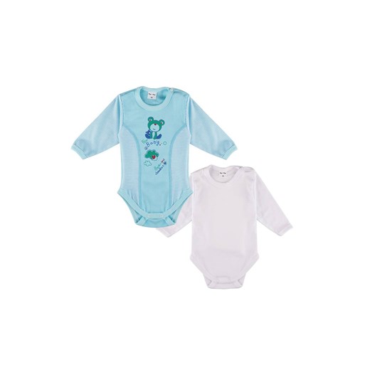 Body chłopięce długi rękaw 2-pak białe i niebieskie z misiem ze sklepu 5.10.15 w kategorii Body niemowlęce - zdjęcie 169687989