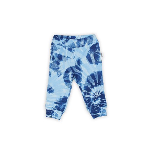 Bawełniane spodnie dresowe niemowlęce we wzory niebieskie ze sklepu 5.10.15 w kategorii Spodnie i półśpiochy - zdjęcie 169688046