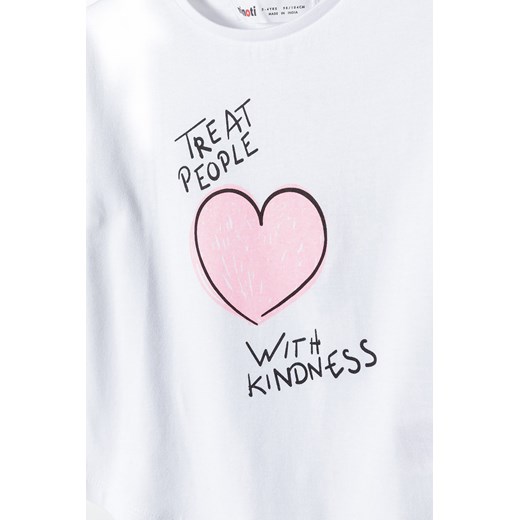 T-shirt bawełniany biały dla dziewczynki z nadrukiem Minoti 122/128 5.10.15