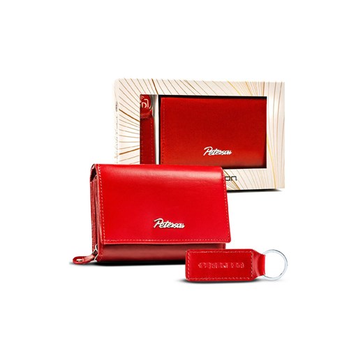 Zestaw prezentowy: pojemny portfel damski i brelok ze skóry naturalnej — Peterson czerwony ze sklepu 5.10.15 w kategorii Portfele damskie - zdjęcie 169688858