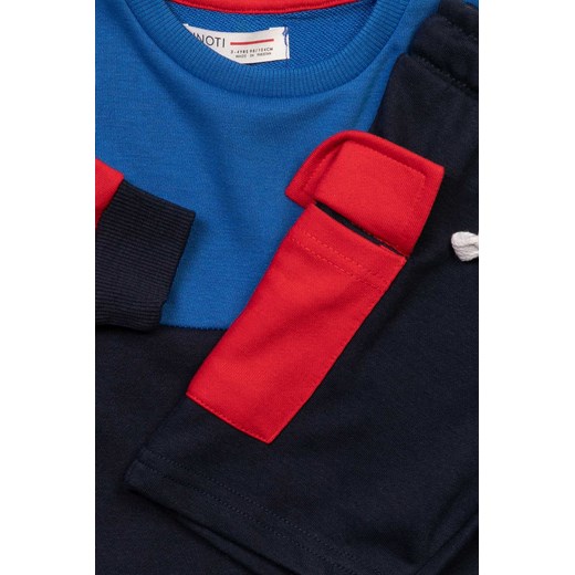 Granatowy komplet dla niemowlaka w paski- bluza polarowa + szorty Minoti 86/92 5.10.15