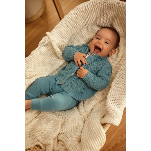 Niebieskie legginsy niemowlęce z falbankami na nogawkach ze sklepu 5.10.15 w kategorii Legginsy niemowlęce - zdjęcie 169689265