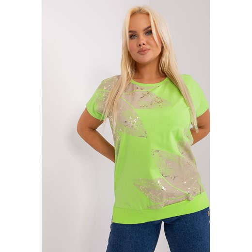 Jasnozielona damska bluzka plus size z nadrukiem ze sklepu 5.10.15 w kategorii Bluzki damskie - zdjęcie 169689536