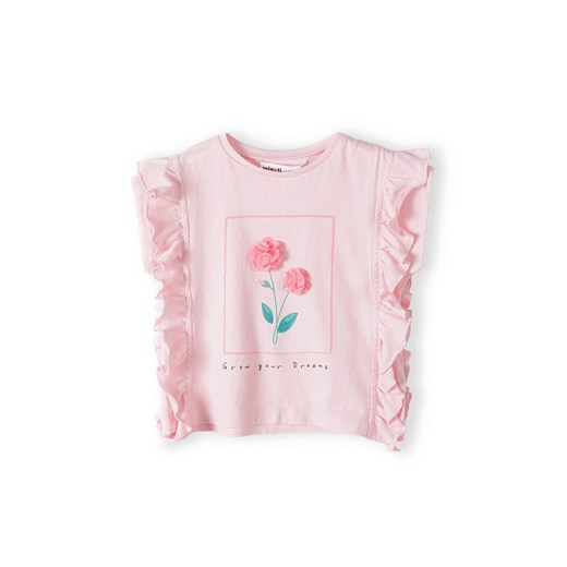 Komplet niemowlęcy - różowa bluzka + białe legginsy w kwiatki Minoti 80/86 5.10.15