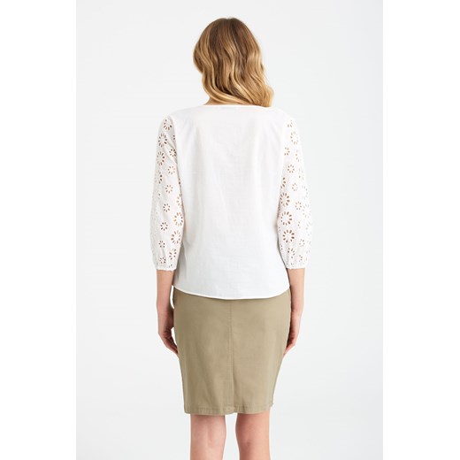 Bawełniana bluzka damska z długim rękawem biała Greenpoint 40 okazyjna cena 5.10.15