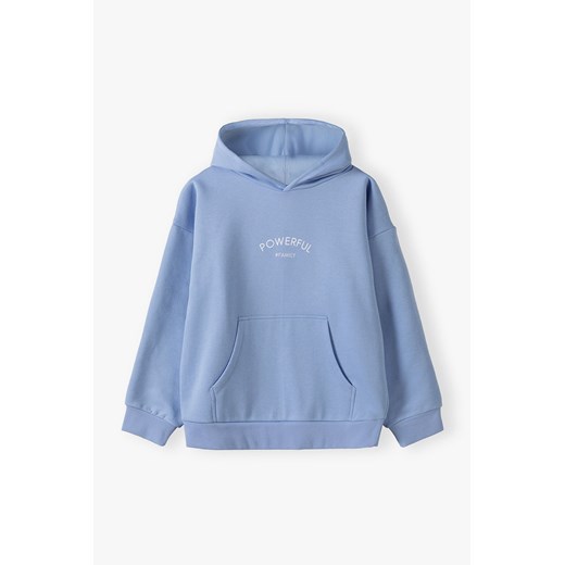 Bluza damska z kapturem - niebiaska Powerful #Family Family Concept By 5.10.15. M 5.10.15