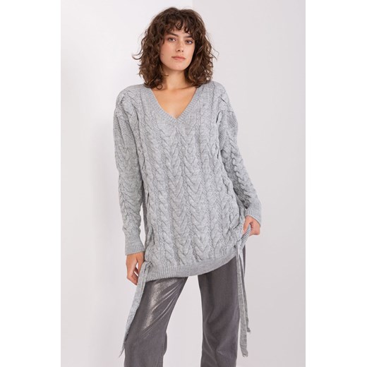 Szary sweter damski w warkocze ze sklepu 5.10.15 w kategorii Swetry damskie - zdjęcie 169690265