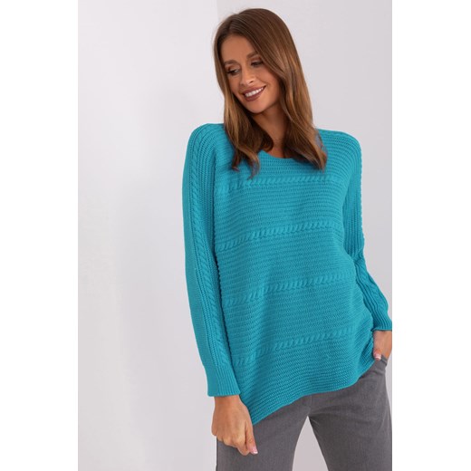 Sweter damski klasyczny z długim rękawem niebieski ze sklepu 5.10.15 w kategorii Swetry damskie - zdjęcie 169690289