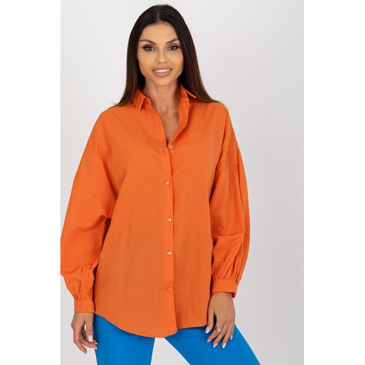 Pomarańczowa koszula oversize z bufiastym rękawem ze sklepu 5.10.15 w kategorii Koszule damskie - zdjęcie 169690638