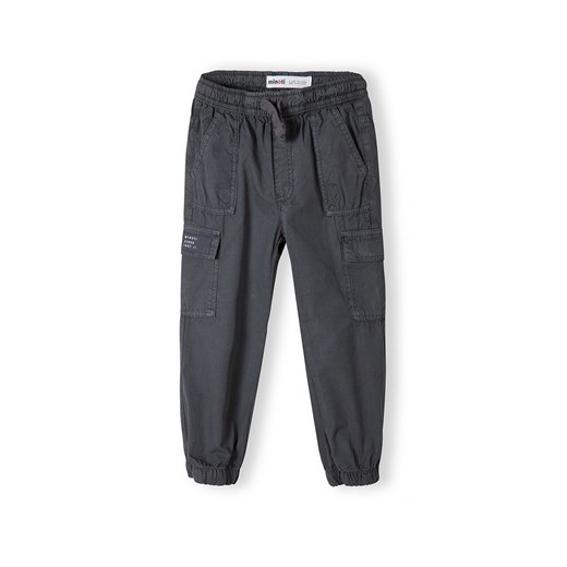 Grafitowe bawełniane spodnie bojówki chłopięce ze ściągaczem ze sklepu 5.10.15 w kategorii Spodnie chłopięce - zdjęcie 169691089