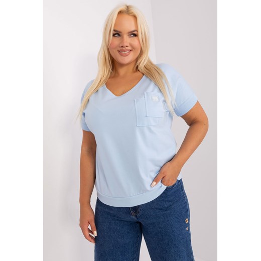 Jasnoniebieska bawełniana bluzka plus size ze sklepu 5.10.15 w kategorii Bluzki damskie - zdjęcie 169691235