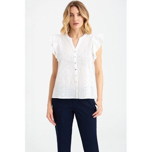 Biała bluzka damska bawełniana z haftem- krótki rękaw ze sklepu 5.10.15 w kategorii Bluzki damskie - zdjęcie 169691267