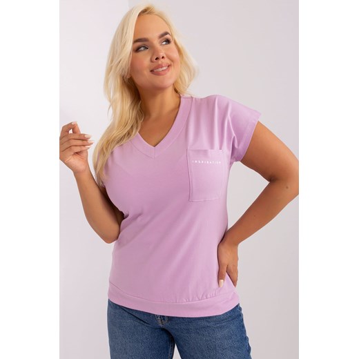Jasnofioletowa bluzka plus size z napisem ze sklepu 5.10.15 w kategorii Bluzki damskie - zdjęcie 169691366