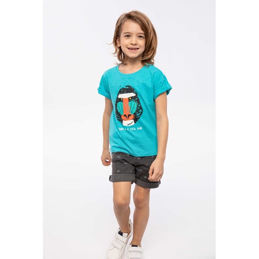 Niebieski t-shirt bawełniany dla chłopca z nadrukiem ze sklepu 5.10.15 w kategorii T-shirty chłopięce - zdjęcie 169691398