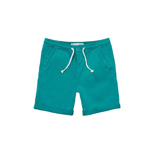 Tkane szorty z elastyczną talią oraz trokami dla chłopca - zielone ze sklepu 5.10.15 w kategorii Spodenki chłopięce - zdjęcie 169691417