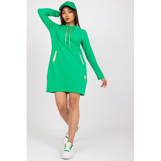 Sukienka dresowa z długim rękawem - zielona ze sklepu 5.10.15 w kategorii Sukienki - zdjęcie 169691436