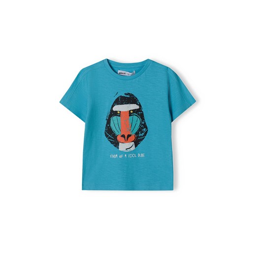 Niebieski t-shirt bawełniany dla chłopca z nadrukiem Minoti 98/104 5.10.15