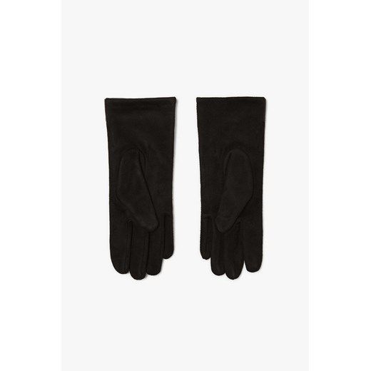 Damskie rękawiczki czarne ze wstawką z ekologicznej skóry one size promocja 5.10.15