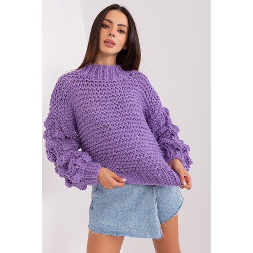 fioletowy sweter damski oversize z bufiastym rękawem one size okazyjna cena 5.10.15