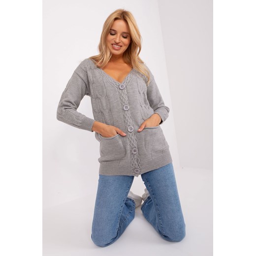 Szary sweter damski rozpinany z dużymi guzikami ze sklepu 5.10.15 w kategorii Swetry damskie - zdjęcie 169692067
