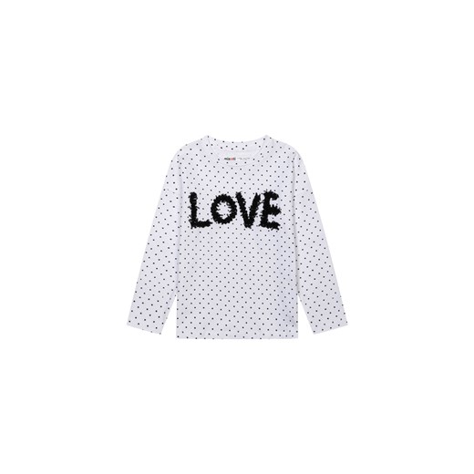 Biała bluzka dziewczęca w kropeczki z napisem LOVE ze sklepu 5.10.15 w kategorii Bluzki dziewczęce - zdjęcie 169692105