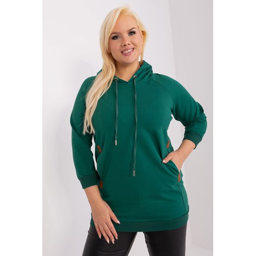 Bawełniana bluza plus size ciemny zielony ze sklepu 5.10.15 w kategorii Bluzy damskie - zdjęcie 169692185