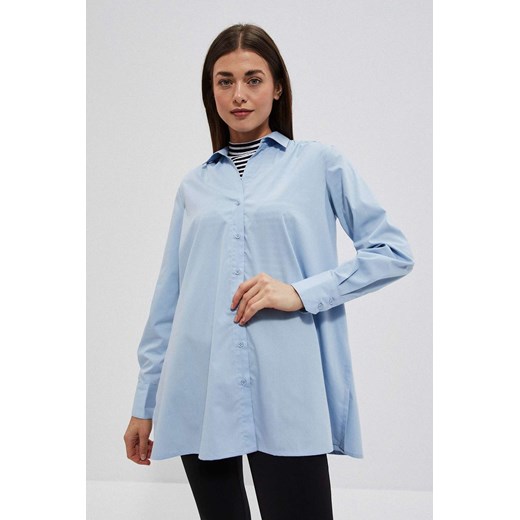 Błękitna koszula damska z rozkloszowanym dołem i długim rękawem ze sklepu 5.10.15 w kategorii Koszule damskie - zdjęcie 169692199