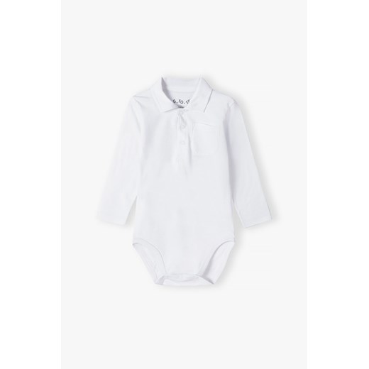 Białe body niemowlęce z kołnierzykiem - długi rękaw ze sklepu 5.10.15 w kategorii Body niemowlęce - zdjęcie 169692219