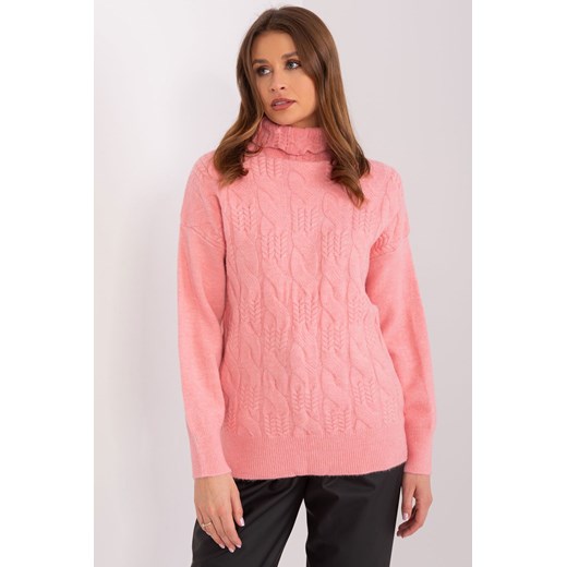 Damski sweter z golfem łososiowy ze sklepu 5.10.15 w kategorii Swetry damskie - zdjęcie 169692368