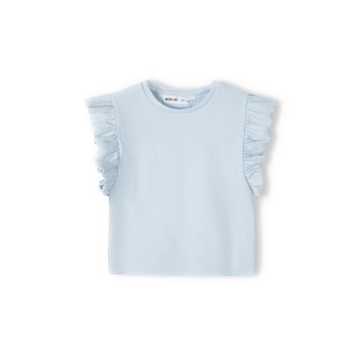Dziewczęca bluzka z krótkim rękawem i falbanką- błękitna Minoti 122/128 5.10.15