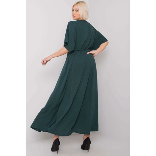 Długa sukienka damska z krótkim rękawem - ciemny zielony S/M okazja 5.10.15