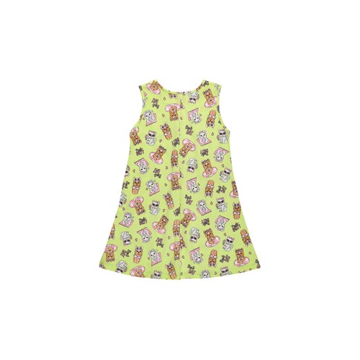 Limonkowa bawełniana sukienka dziewczęca z nadrukiem Bee Loop 116 5.10.15