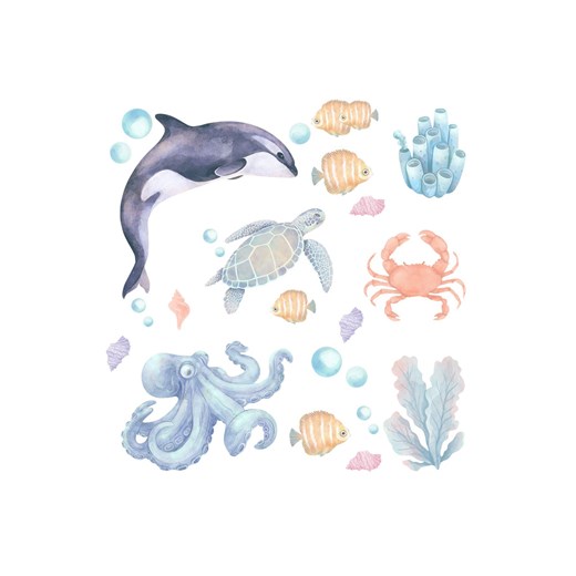Naklejka na ścianę dla dzieci Podwodny świat morskie zwierzęta ze sklepu 5.10.15 w kategorii Pokój dziecięcy - zdjęcie 169692818
