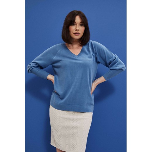 Niebieski sweter akrylowy damski ze ściągaczem z tyłu ze sklepu 5.10.15 w kategorii Swetry damskie - zdjęcie 169692919