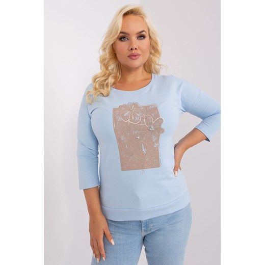 Damska bluzka plus size z printem jasny niebieski ze sklepu 5.10.15 w kategorii Bluzki damskie - zdjęcie 169693449