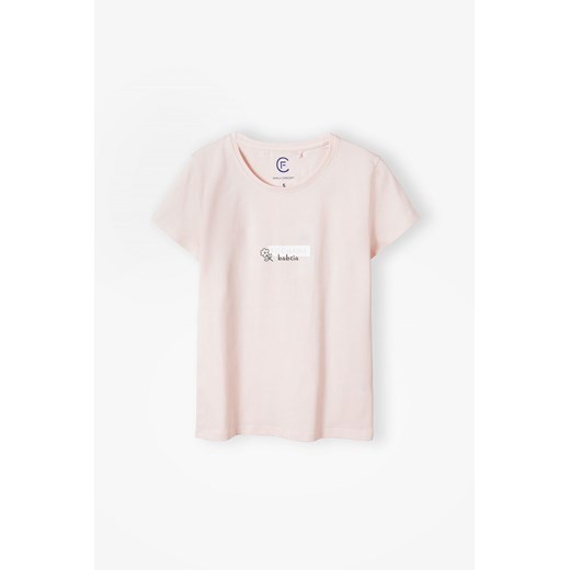 Bawełniany t-shirt damski różowy z napisem - Kochana Babcia Family Concept By 5.10.15. XL promocyjna cena 5.10.15