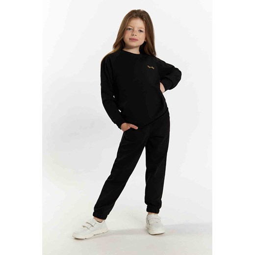 Komplet dresowy dziewczęcy - bluza i spodnie dresowe - czarny ze sklepu 5.10.15 w kategorii Dresy dziewczęce - zdjęcie 169693678