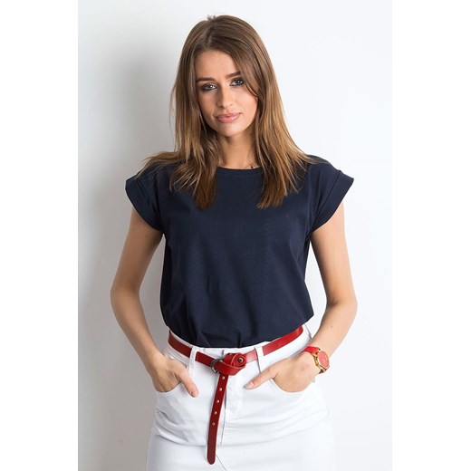 Gładki t-shirt damski granatowy ze sklepu 5.10.15 w kategorii Bluzki damskie - zdjęcie 169693809